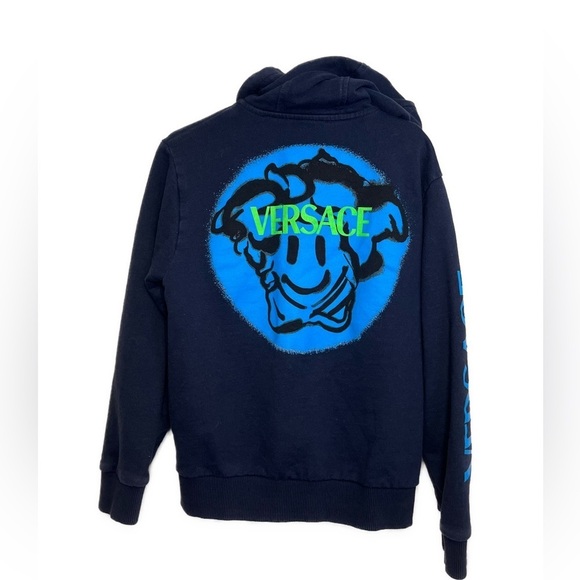 Versace Navy Blue Graphic Zip Sweatshirt Sz 8A 128 cm - Picture 2 of 16